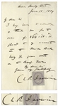 Charles Darwin Autograph Letter Signed From 1859, the Same Year On the Origin of Species Was Published